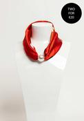 Serafina Collection Magnetic Pearl Botanical Print Neck Scarf, Red image