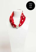 Serafina Collection Magnetic Pearl Polka Dot Neck Scarf, Red image
