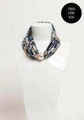 Serafina Collection Magnetic Pearl Flora Print Neck Scarf, Navy image