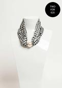 Serafina Collection Magnetic Pearl Small Pola Dot Print Neck Scarf, Off White image