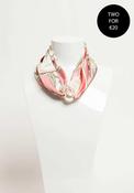 Serafina Collection Magnetic Pearl Nautical Print Neck Scarf, Pink image