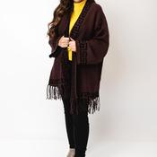 Serafina Collection One-Size Patterned Cape, Brown