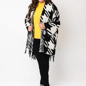Serafina Collection One-Size Houndstooth Print Cape, Black