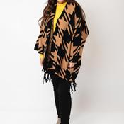 Serafina Collection One-Size Houndstooth Print Cape, Tan
