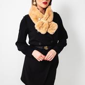 Serafina Collection Pearl Detail Faux Fur Scarf, Camel