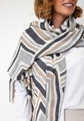 Serafina Collection Geometric Print Cotton-blend Scarf, Taupe Multi image