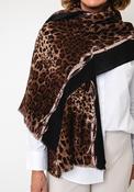 Serafina Collection Textured Animal Print with Solid Border Scarf, Black Multi image