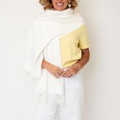 Serafina Collection Cashmere Blend with Fringe Pashmina, White image