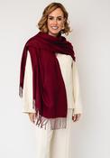 Serafina Collection Fringed Trim Cashmere Pashmina, Wine image