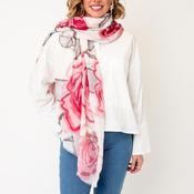 Serafina Collection Rose Print Scarf, Pink Multi image