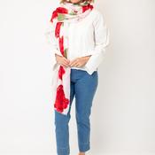 Serafina Collection Rose Print Scarf, Red Multi image