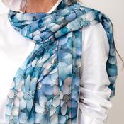 Serafina Collection Floral Pattern Scarf, Blue