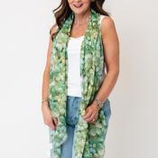 Serafina Collection Floral Print with Foil Detail Scarf, Green image