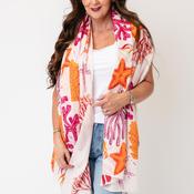 Serafina Collection Reef Print Scarf, Pink Multi image