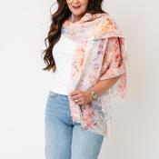 Serafina Collection Leaf Print Scarf, Orange Multi image