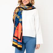 Serafina Collection Silk Blend Chain Print Pashmina Scarf, Multi image