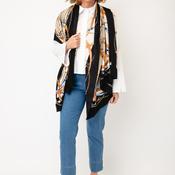 Serafina Collection Silk Blend Chain Print Pashmina Scarf, Black