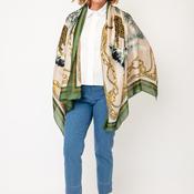 Serafina Collection Silk Blend Chain Print Pashmina Scarf, Green image