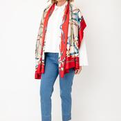Serafina Collection Silk Blend Chain Print Pashmina Scarf, Red image