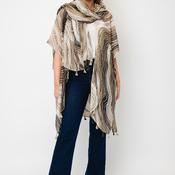 Malissa J Abstract Stripe Print Beach Cover Up &amp; Scarf Set, Brown Multi