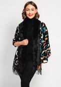 Malissa J Abstract Print Faux Fur Shawl, Black Multi image