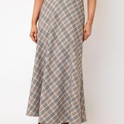 Serafina Collection Check Aline Maxi Skirt, Taupe