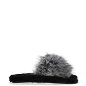 Zen Collection Contrast Faux Fur Slider Slippers, Black image
