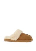 Zen Collection Faux Fur Mule Slippers, Tan