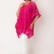 Serafina Collection One Size Lace V Neck Top, Pink