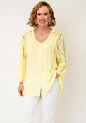 Serafina Collection Crochet Button Down Blouse, Yellow image