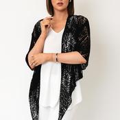 Serafina Collection One Size Open Mesh Cardigan, Black
