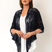Serafina Collection One Size Open Mesh Cardigan, Navy