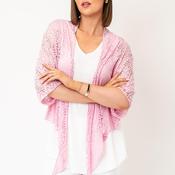 Serafina Collection One Size Open Mesh Cardigan, Pink