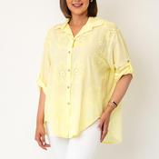 Serafina Collection One Size Floral Embroidered Blouse, Yellow