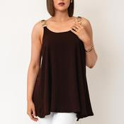 Serafina Collection One Size Strap Detail Vest Top, Brown