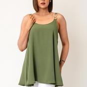Serafina Collection One Size Strap Detail Vest Top, Green