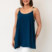 Serafina Collection One Size Strap Detail Vest Top, Teal