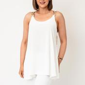 Serafina Collection One Size Strap Detail Vest Top, White