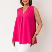 Serafina Collection One Size Sleeveless V Neck Top, Pink