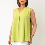 Serafina Collection One Size Sleeveless V Neck Top, Green