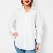Malissa J Dipped Hem Cotton Shirt, White image