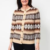 Serafina Collection One Size Daimond Knit Cardigan, Beige