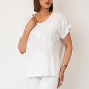 Serafina Collection One Size Floral Detail Blouse, White