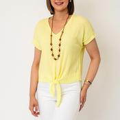 Serafina Collection One Size Textured with Necklace Top, Yellow
