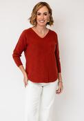 Serafina Collection V-Neck Knitted Jumper, Orange image