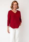 Serafina Collection V-Neck Knitted Jumper, Wine image