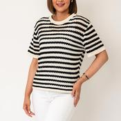 Serafina Collection One Size Striped Knitted Sweater, Black and White