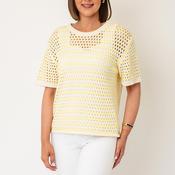 Serafina Collection One Size Knitted Sweater, Yellow and White image
