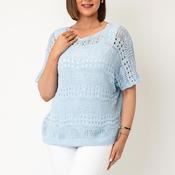 Serafina Collection One Size Relaxed Knitted Poncho, Blue
