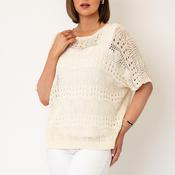 Serafina Collection One Size Relaxed Knitted Poncho, Beige